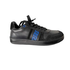 Versace La Greca Black/Blue Sneaker Unisex Womens 1011938, sz 38